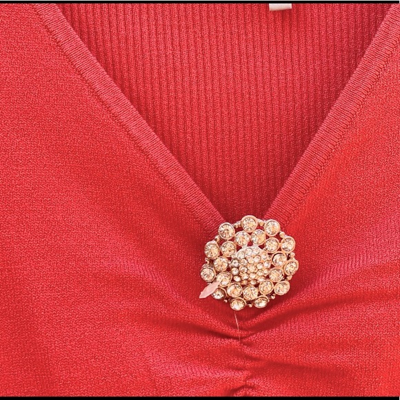 Stunning Silk Blend Sleeveless with Striking Broach - Women’s Size 14 - Picture 4 of 4